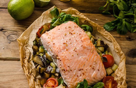 Papillote de saumon aux légumes